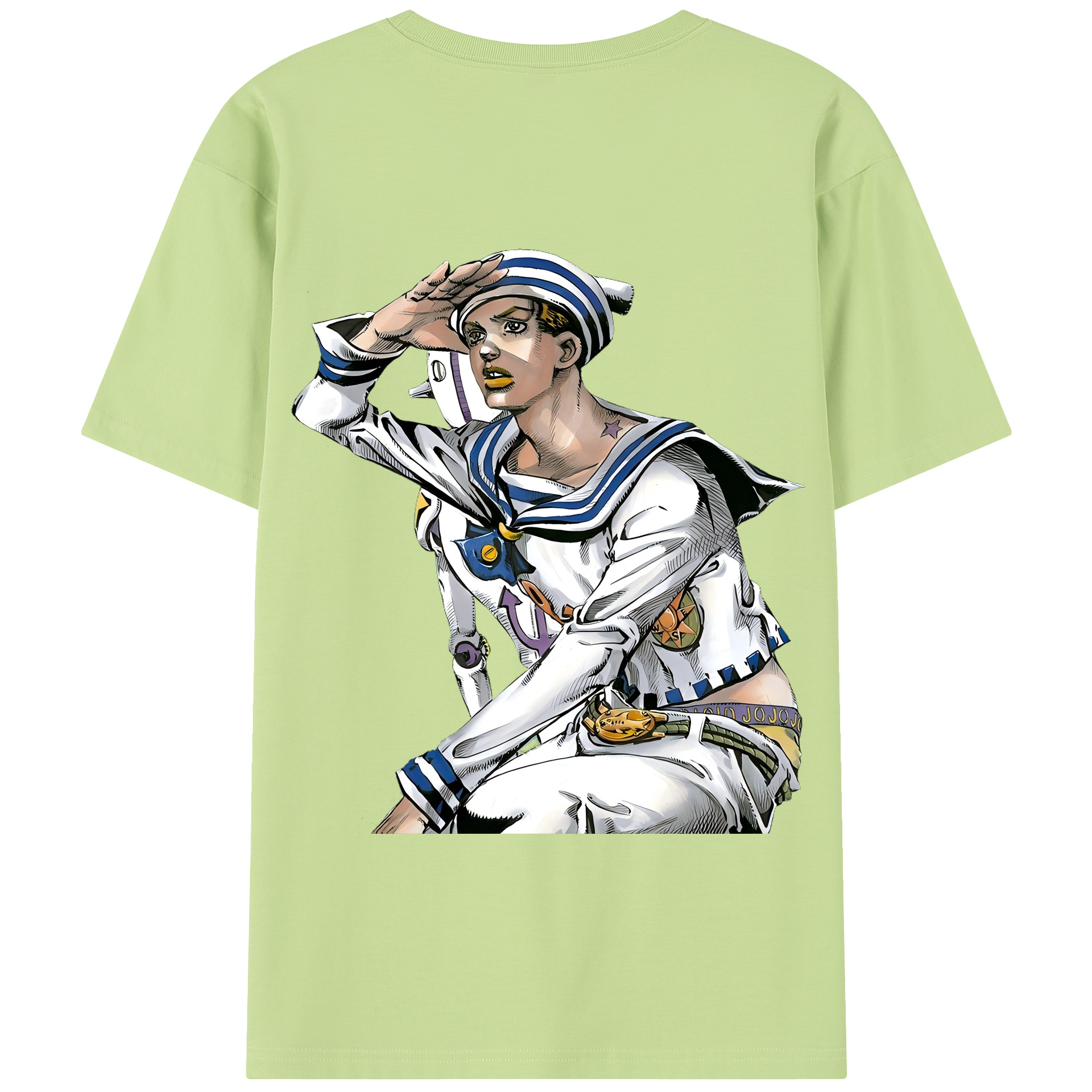 （画像用） ジョジョの奇妙な冒険 東方定助 JoJo's Bizarre Adventure Higashikata Josuke 綿100％半袖Tシャツ（背面プリント）
